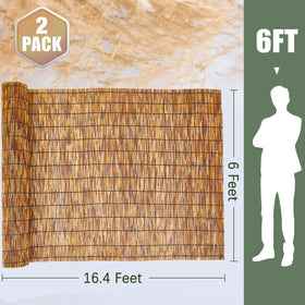 Barydat reed fence roll privacy screen closeup highlights natural carbonized reeds' durability.