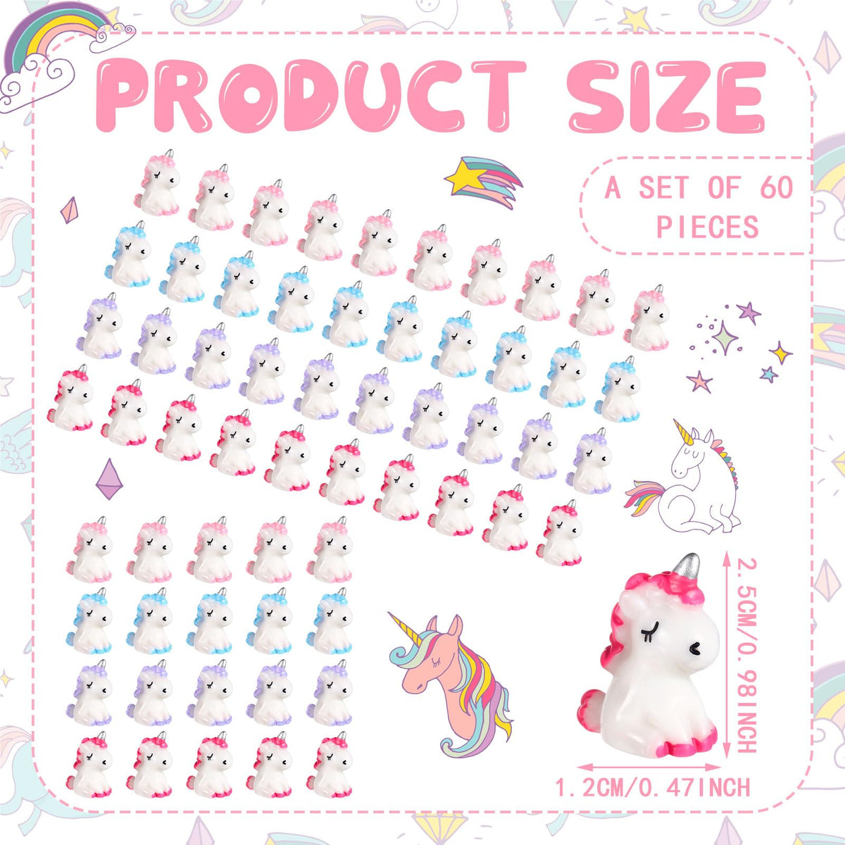 Barydat unicorn miniatures for fairy garden landscapes and terrariums