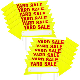 Barydat yellow yard sale signs with stakes 17x6 inch, weatherproof for outdoor visibility