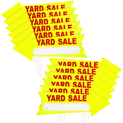 Barydat yellow yard sale signs with stakes 17x6 inch, weatherproof for outdoor visibility
