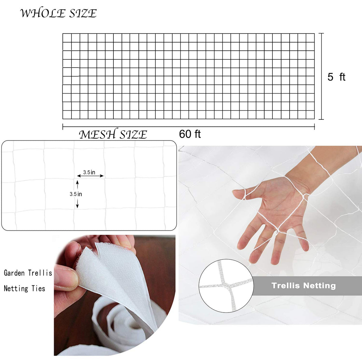 BaseGoal heavy-duty white mesh garden netting supports heavy crops