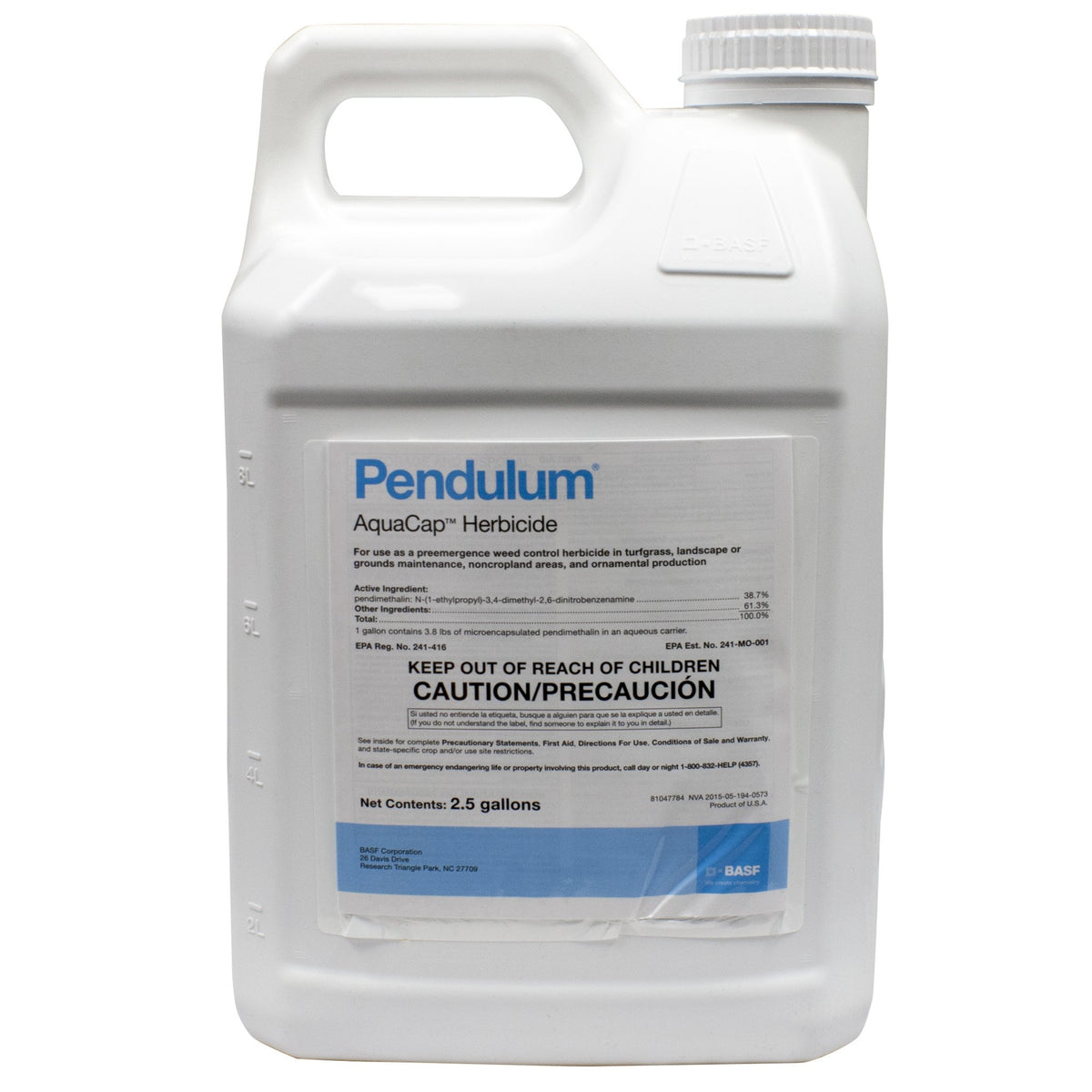 BASF Pendulum Aqua Cap 2.5 gal bottle pouring, showing easy application and pre-emergent weed protection