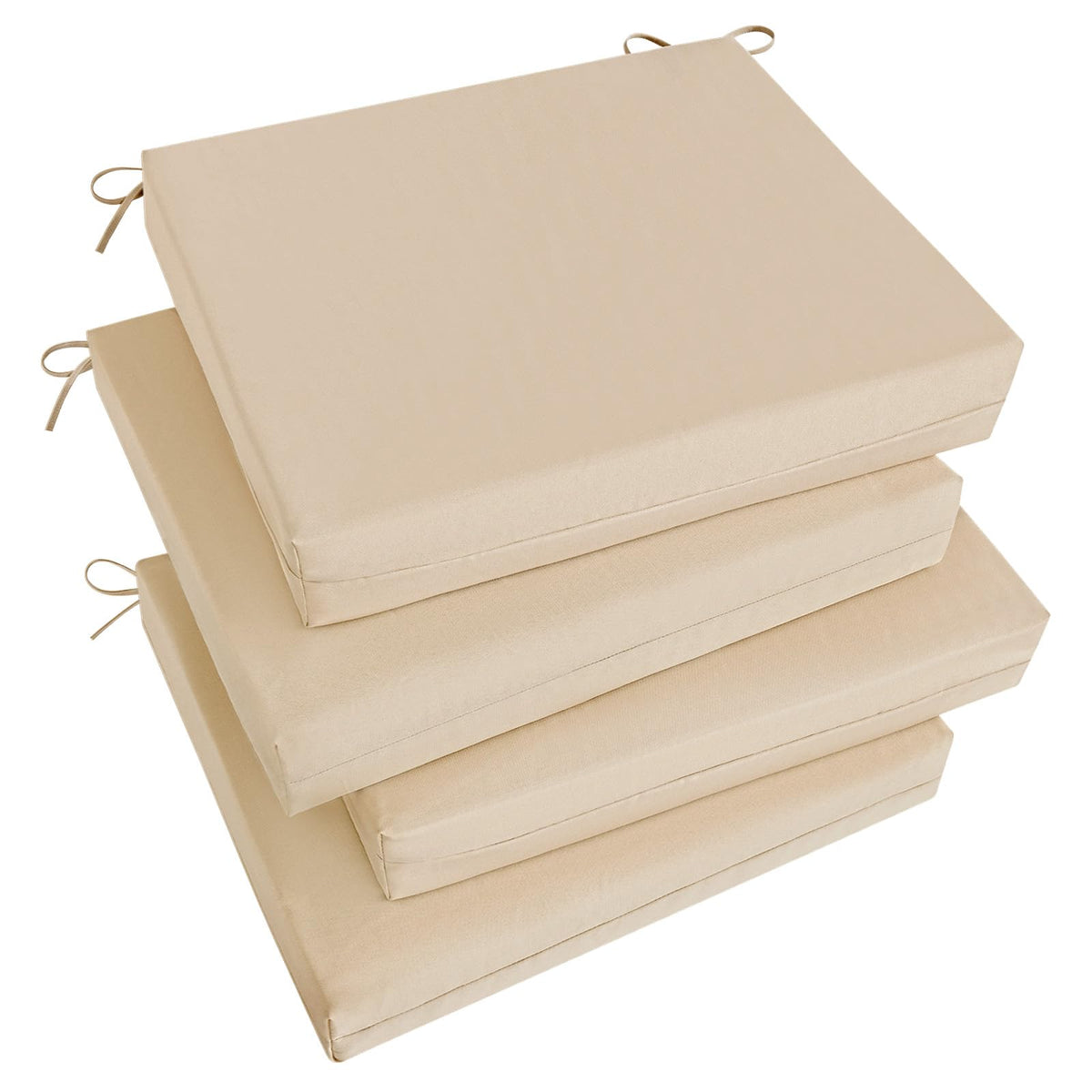 Basic Beyond beige chair cushions set of four for outdoor and indoor use, durable comfort.