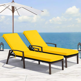 Basic Beyond Chaise Lounge Cushions side-by-side setup showing full 72-inch lounge coverage.