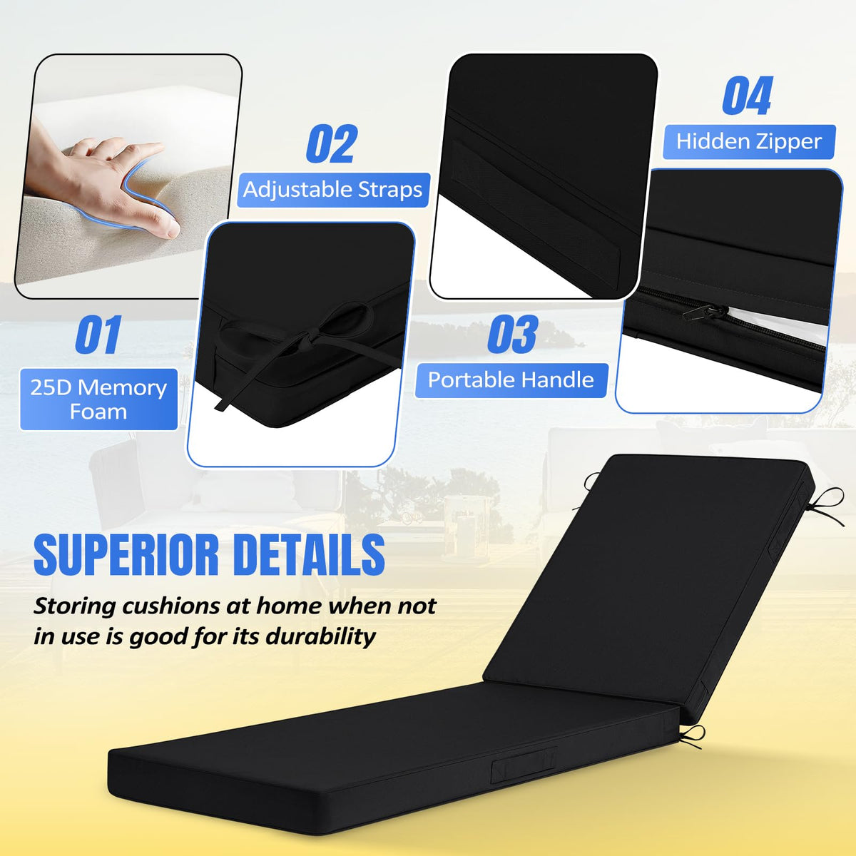 Basic Beyond 3-layer waterproof system protects cushions against rain and moisture.