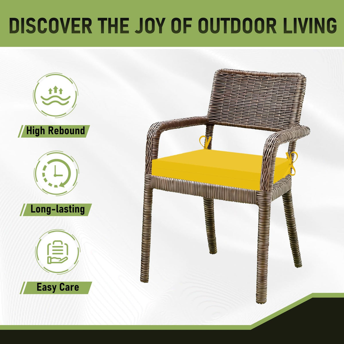 Basic Beyond easy-care yellow cushions clean with a damp cloth.