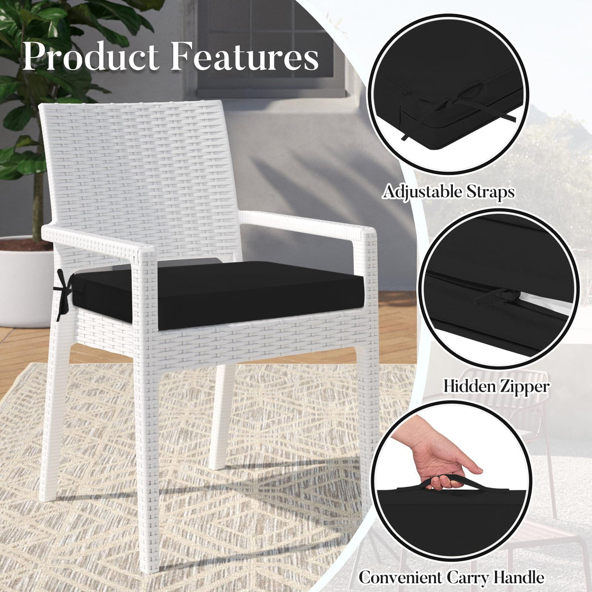 Carry handle on Basic Beyond cushions makes moving outdoor seating easy.