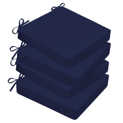 Basic Beyond outdoor chair cushions with rounded corners for comfortable patio seating.