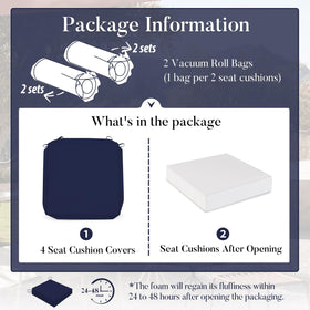 Basic Beyond outdoor cushions with square corners fit various chair styles.