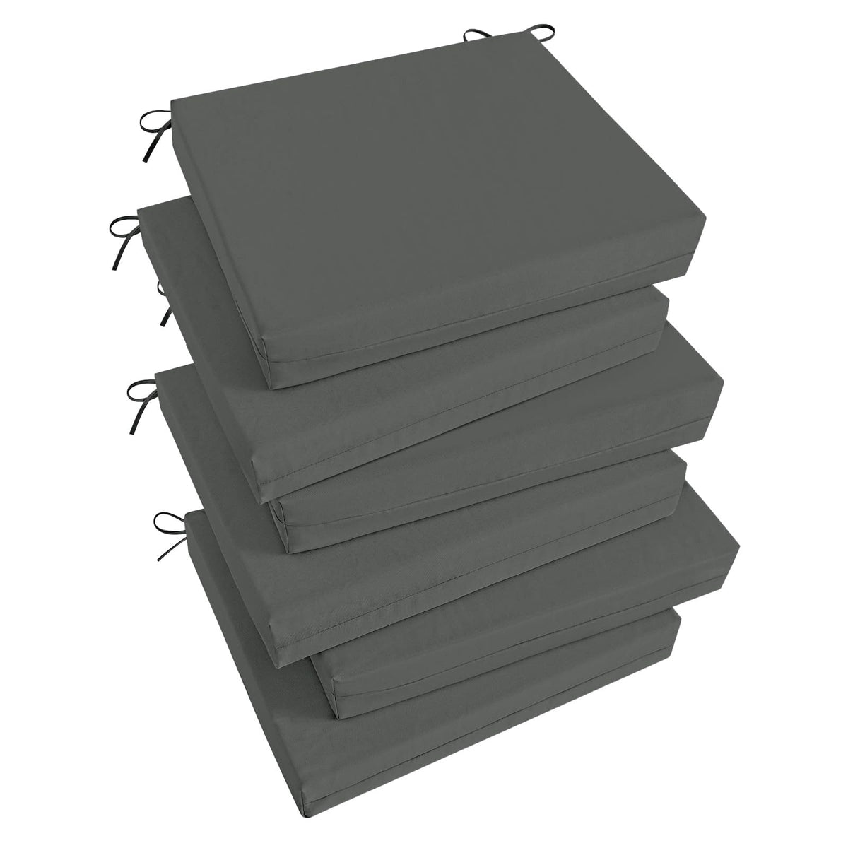Basic Beyond outdoor chair cushions 6-set in charcoal grey with stable fit for relaxed patio seating.