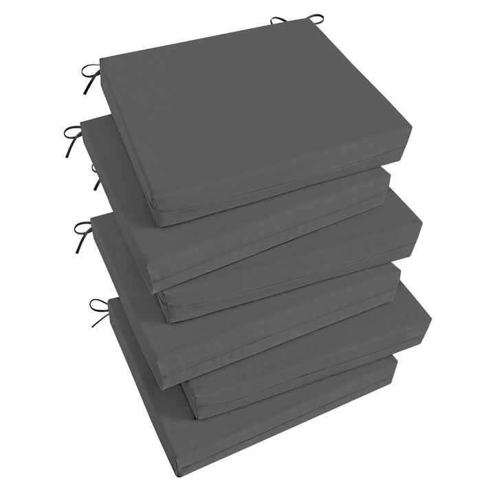 Basic Beyond outdoor chair cushions 6-set in charcoal grey with stable fit for relaxed patio seating.