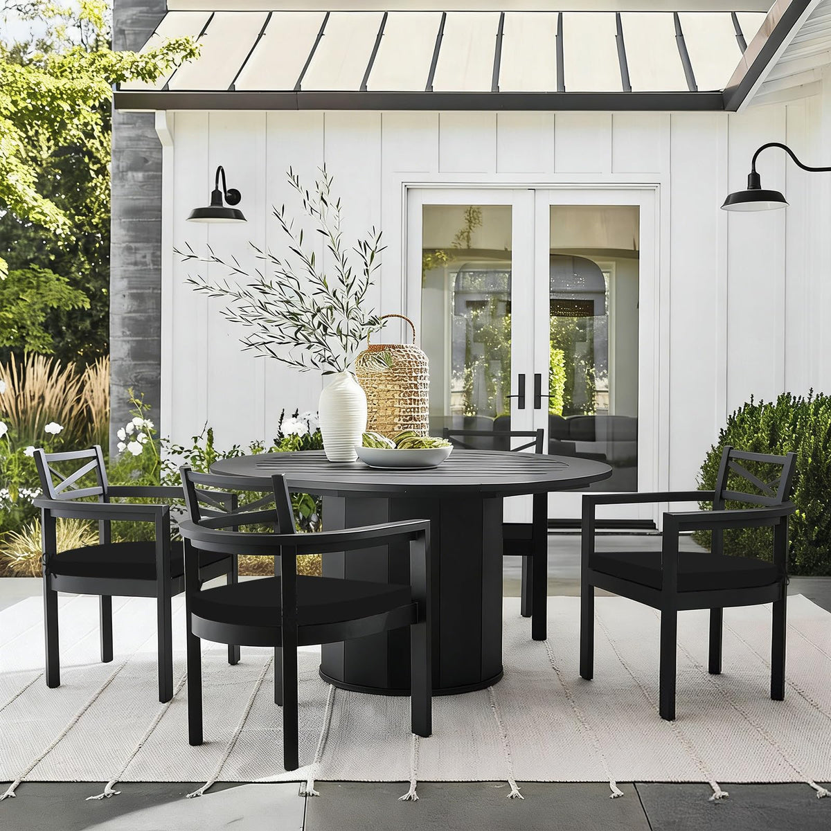 Basic Beyond black full-setup in outdoor dining nook