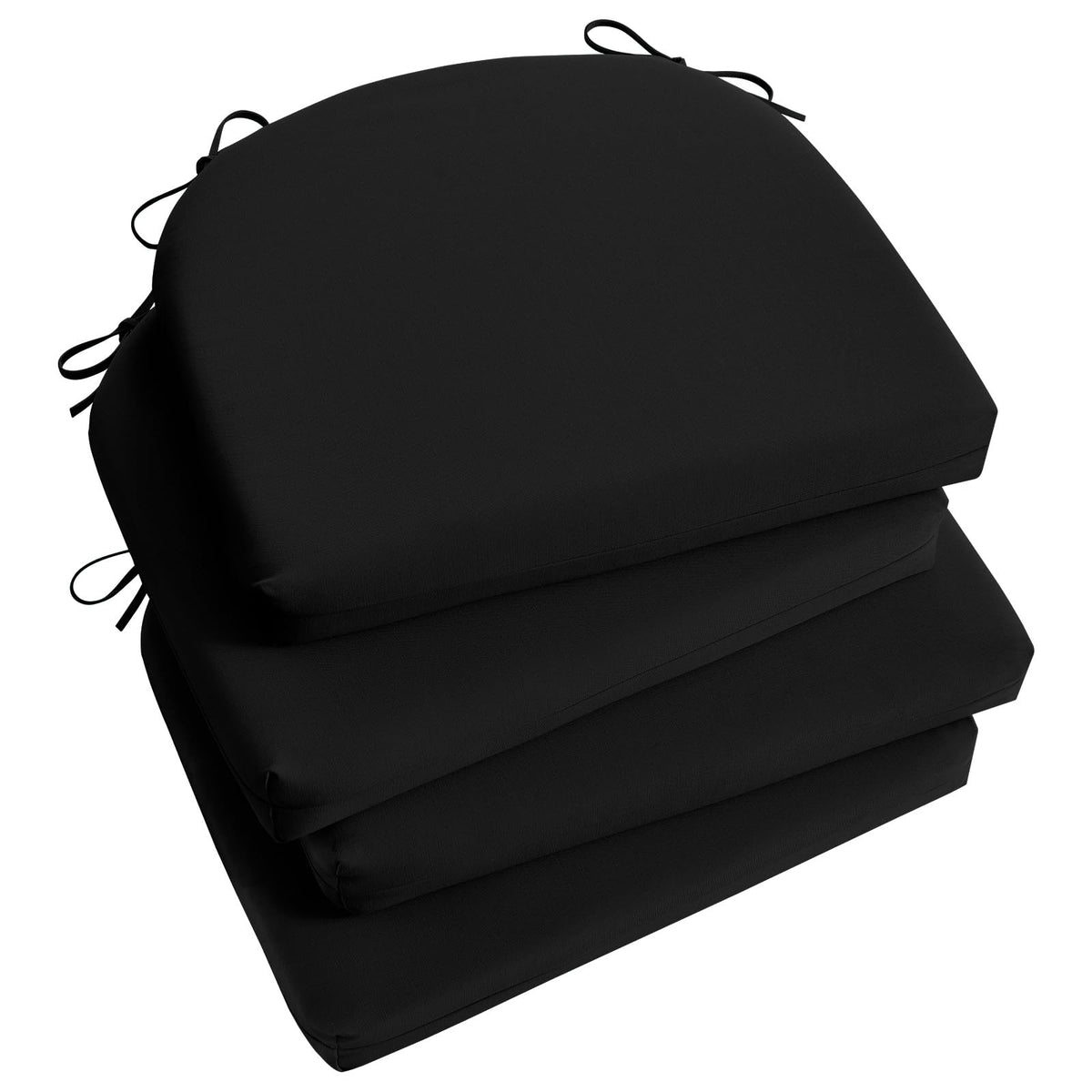 Basic Beyond outdoor chair cushions set of 4 in black, top view showing sleek outdoor comfort