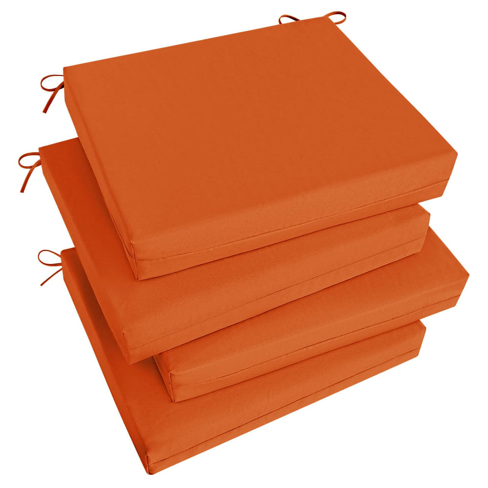 Basic Beyond outdoor chair cushions in orange, front view, offer added patio comfort