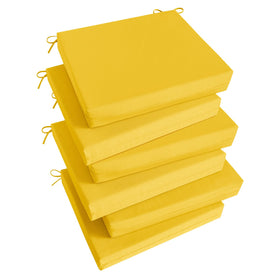 Basic Beyond outdoor chair cushions set of six in yellow for square corner chairs, added comfort.