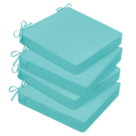 Basic Beyond teal outdoor chair cushions showing plush 3-inch depth for patio comfort