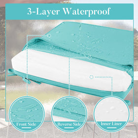 Basic Beyond teal cushions highlighting the carry handle for easy transport