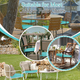 Basic Beyond teal set of four cushions enhancing outdoor seating aesthetics