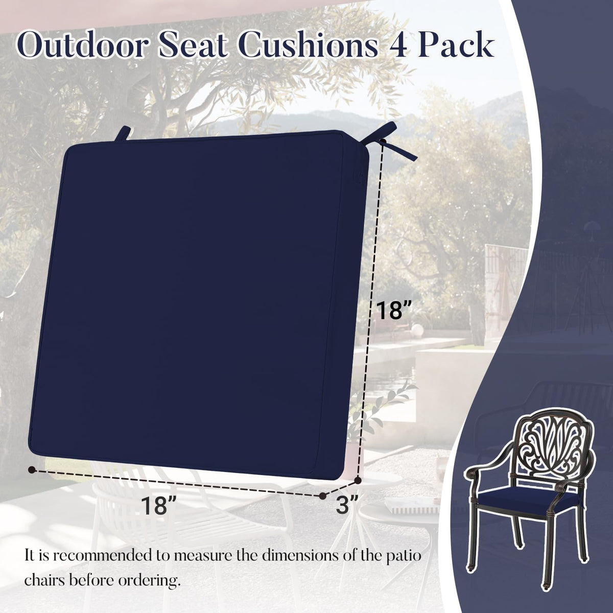Washable cover on Basic Beyond cushions keeps outdoor furniture clean.