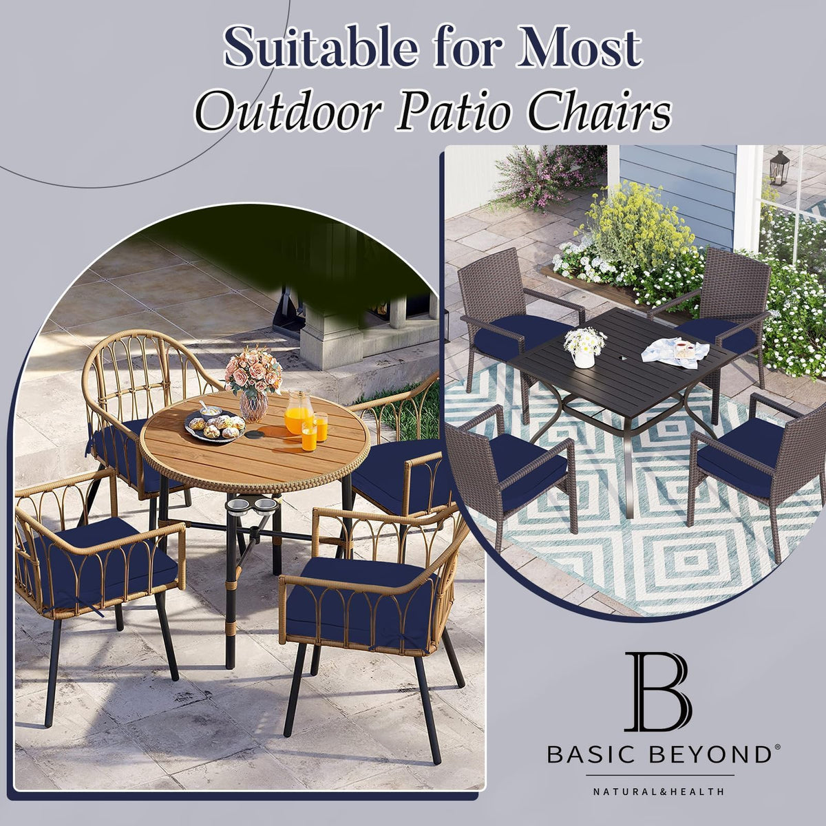 Basic Beyond navy cushions packaged box ready for setup