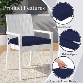 Basic Beyond navy cushion strap detail with non-slip ties
