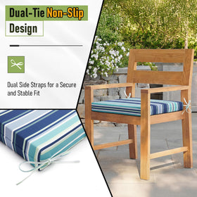 Basic Beyond pinstriped blue color palette suits indoor and outdoor décor