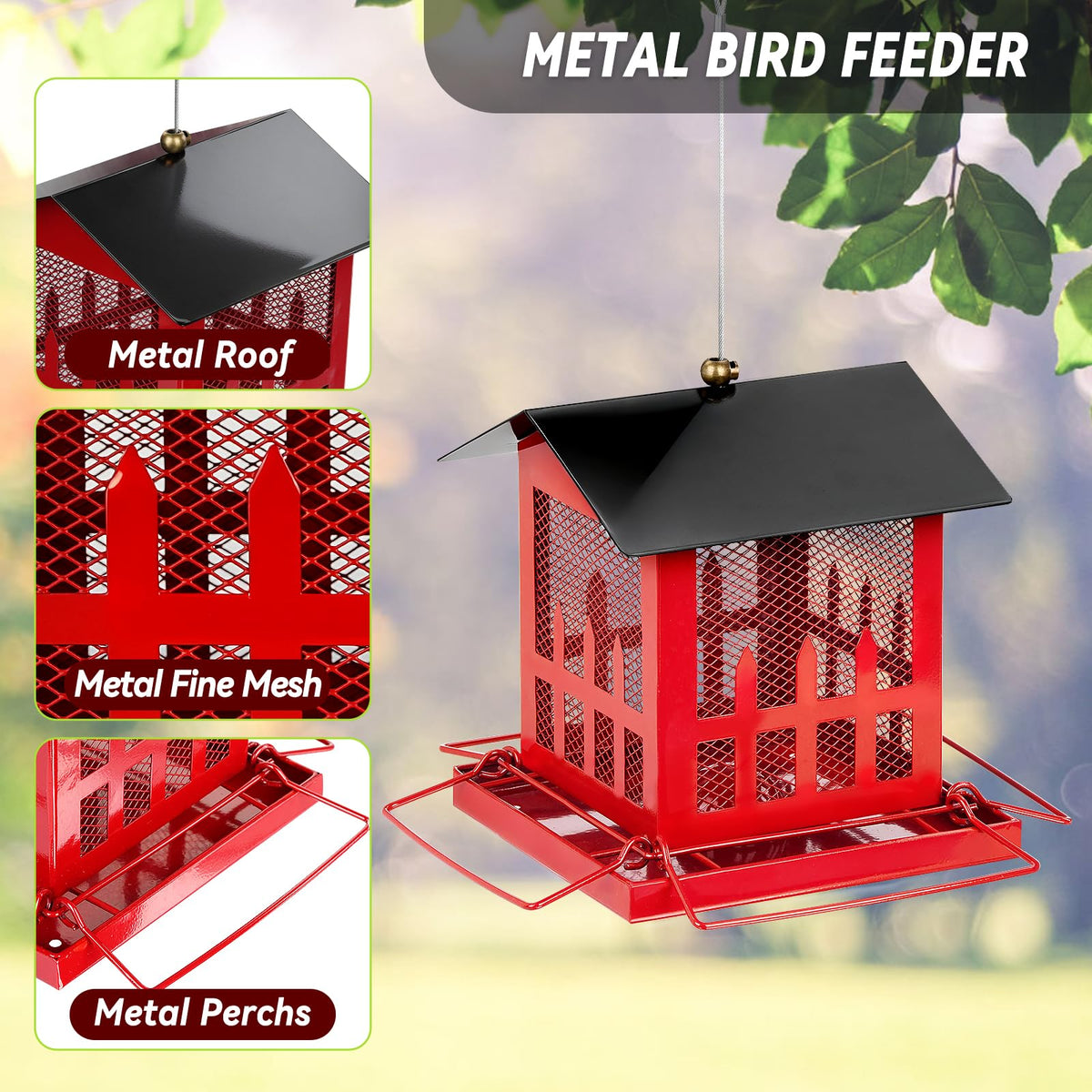 Basysnck Bird Feeder 4lb capacity supports longer birdseed display outdoors