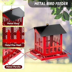 Basysnck Bird Feeder 4lb capacity supports longer birdseed display outdoors