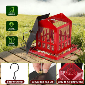 Basysnck Bird Feeder top-cover highlighting weatherproof protection for seeds