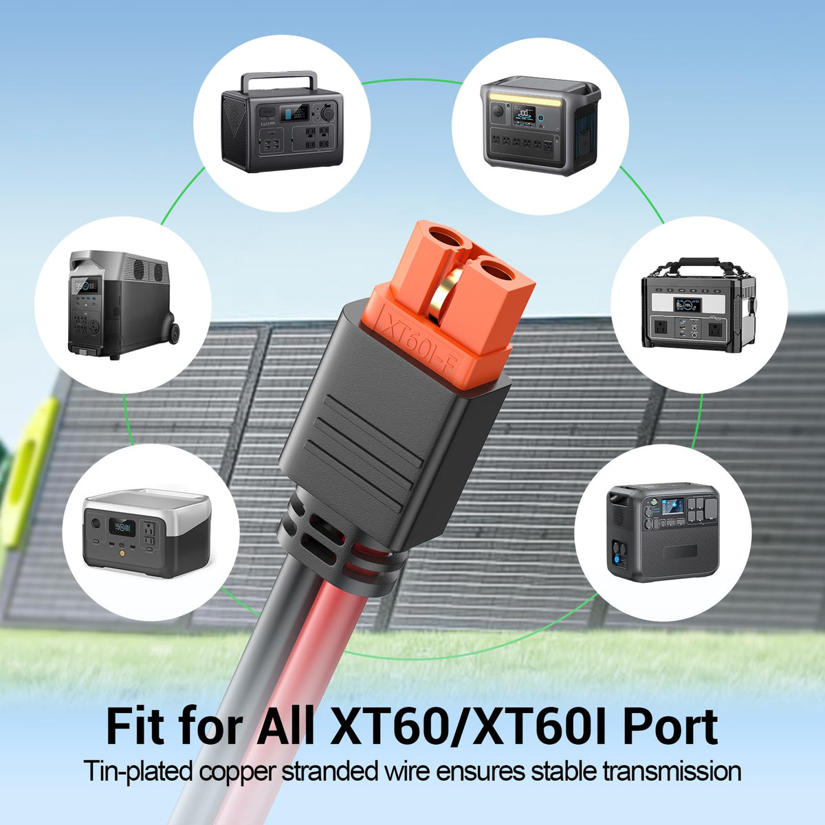 Bateria Power solar cable linking panels to a power station in real-world use.