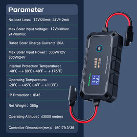 Bateria Power Sunrock 20Pro MPPT technology for efficient charging.