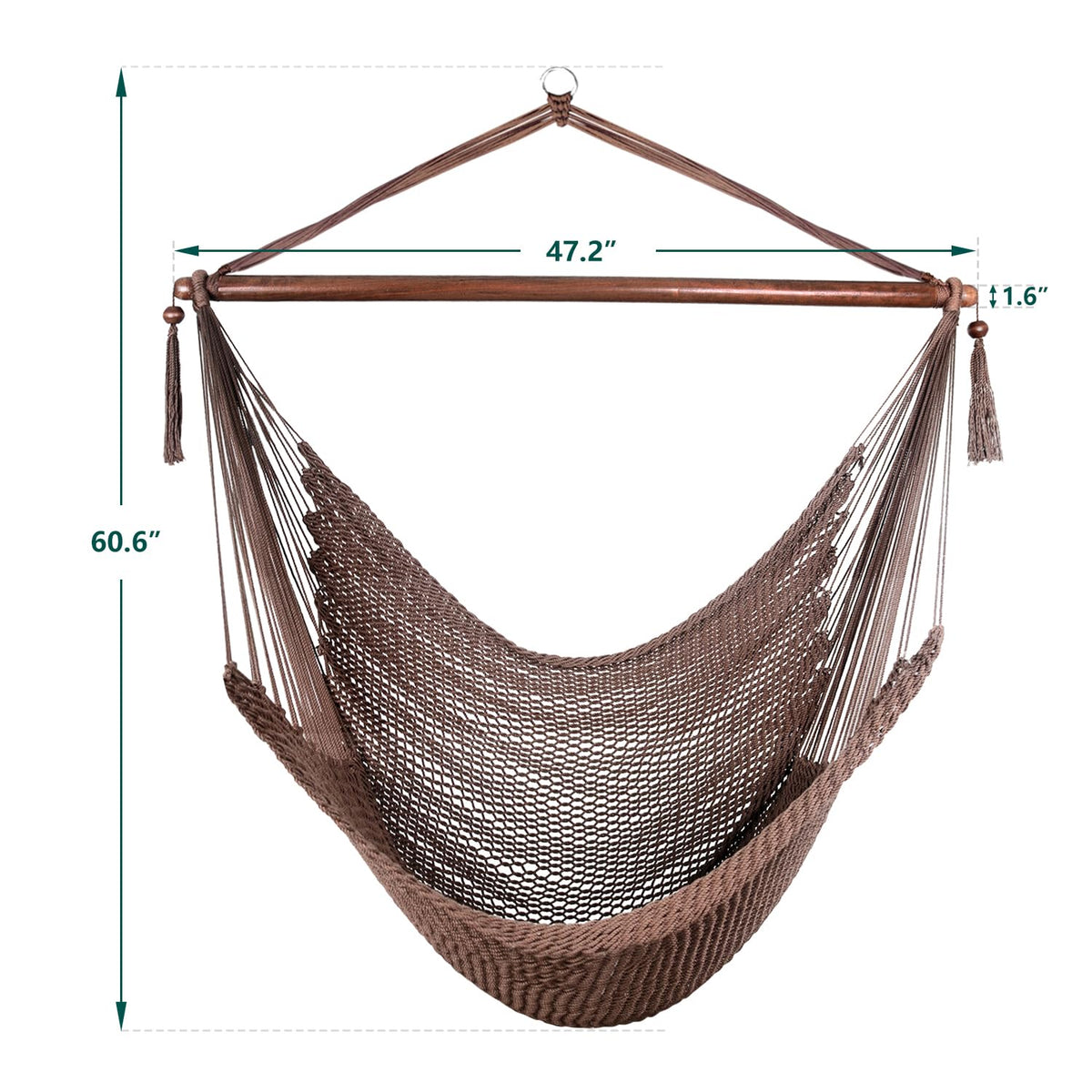 Bathonly dark brown rope hammock chair hung indoors for cozy lounging