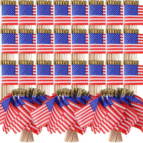 Batiyeer mini American flag on a 4x6 inch stick for celebrations.