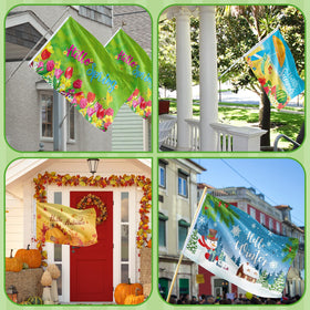 Batiyeer autumn flag with leaves and pumpkin for porch decor.