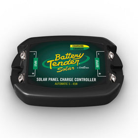 Battery Tender LED indicator close-up highlighting status and fault indicators for easy monitoring.