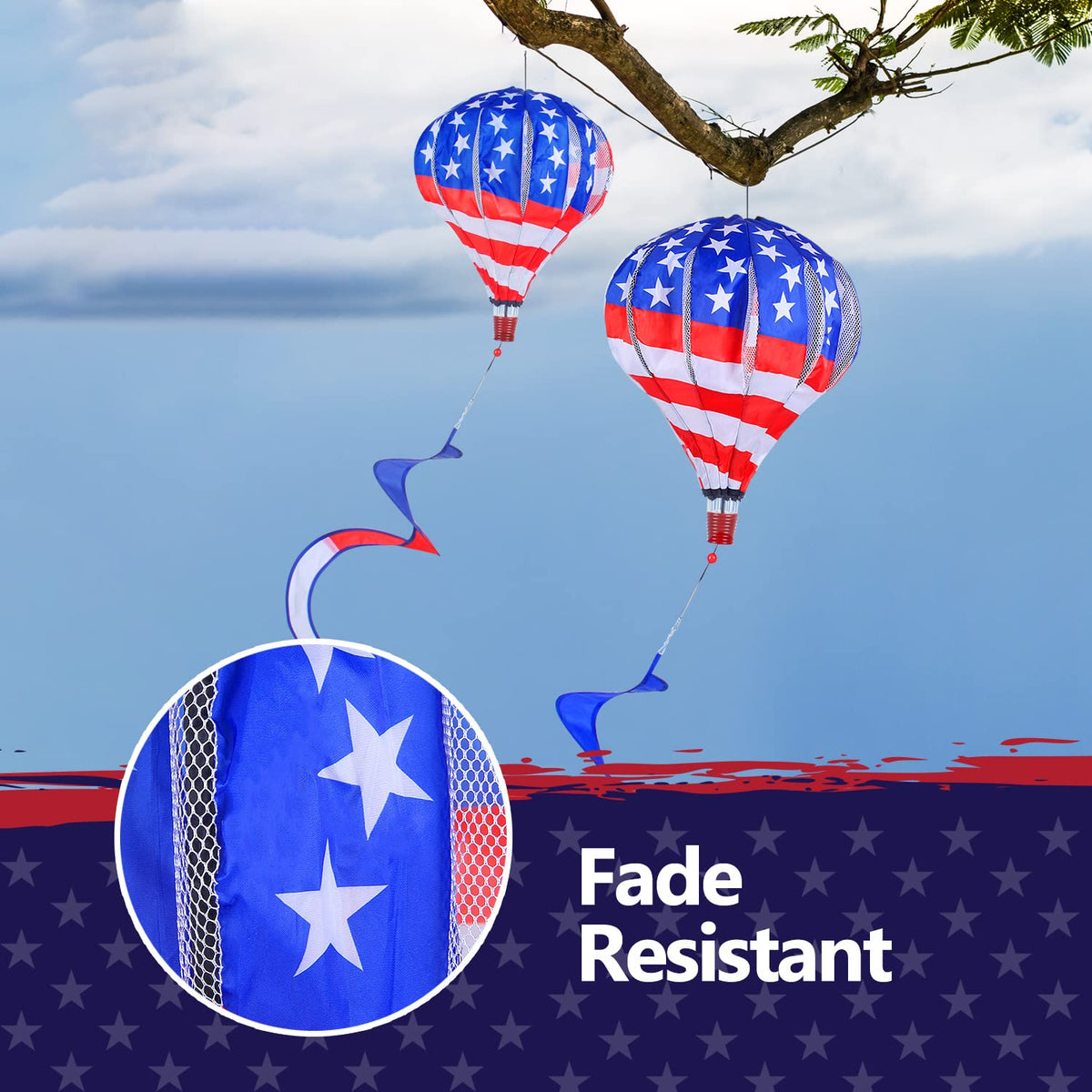 BATTIFE American flag wind twister with tail spinning for festive outdoor charm