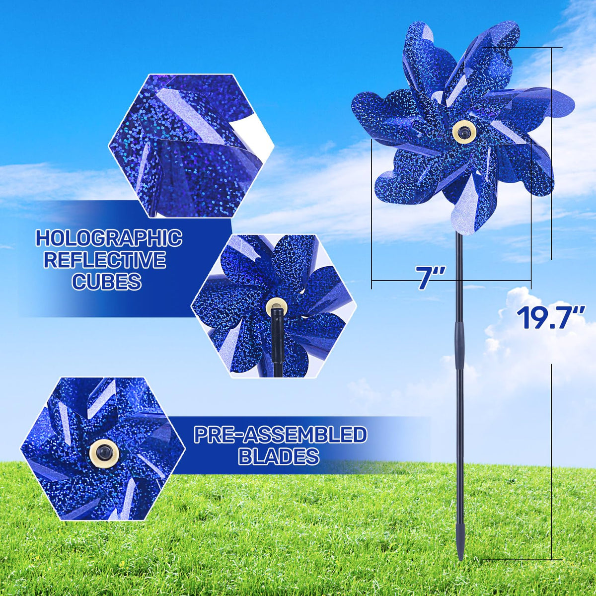 BATTIFE 10-pack pinwheels provide scalable bird deterrence across beds