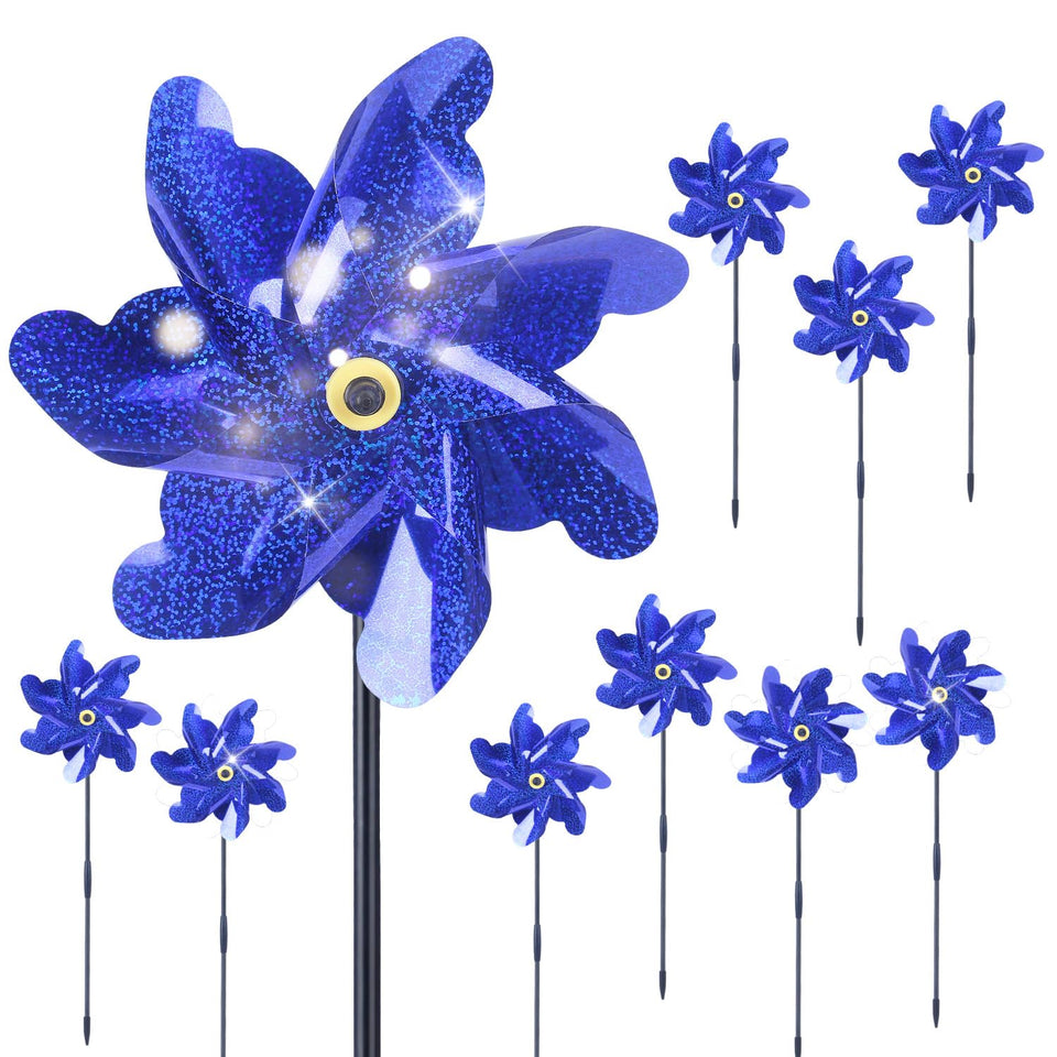 BATTIFE reflective pinwheels blades blue deter birds in the garden