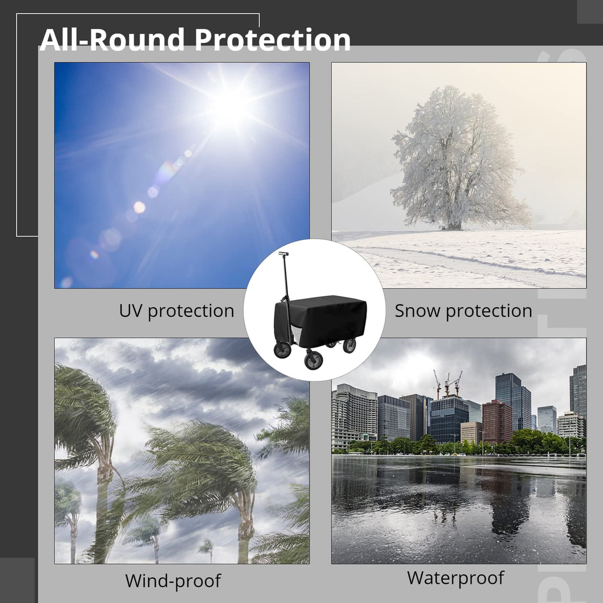 BATTIPAW 97x56x51 cm cover fits most wagons for year-round protection