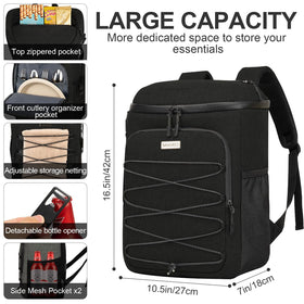 BAVGRED Cooler Backpack side pocket designed for bottles and beverages on the go.