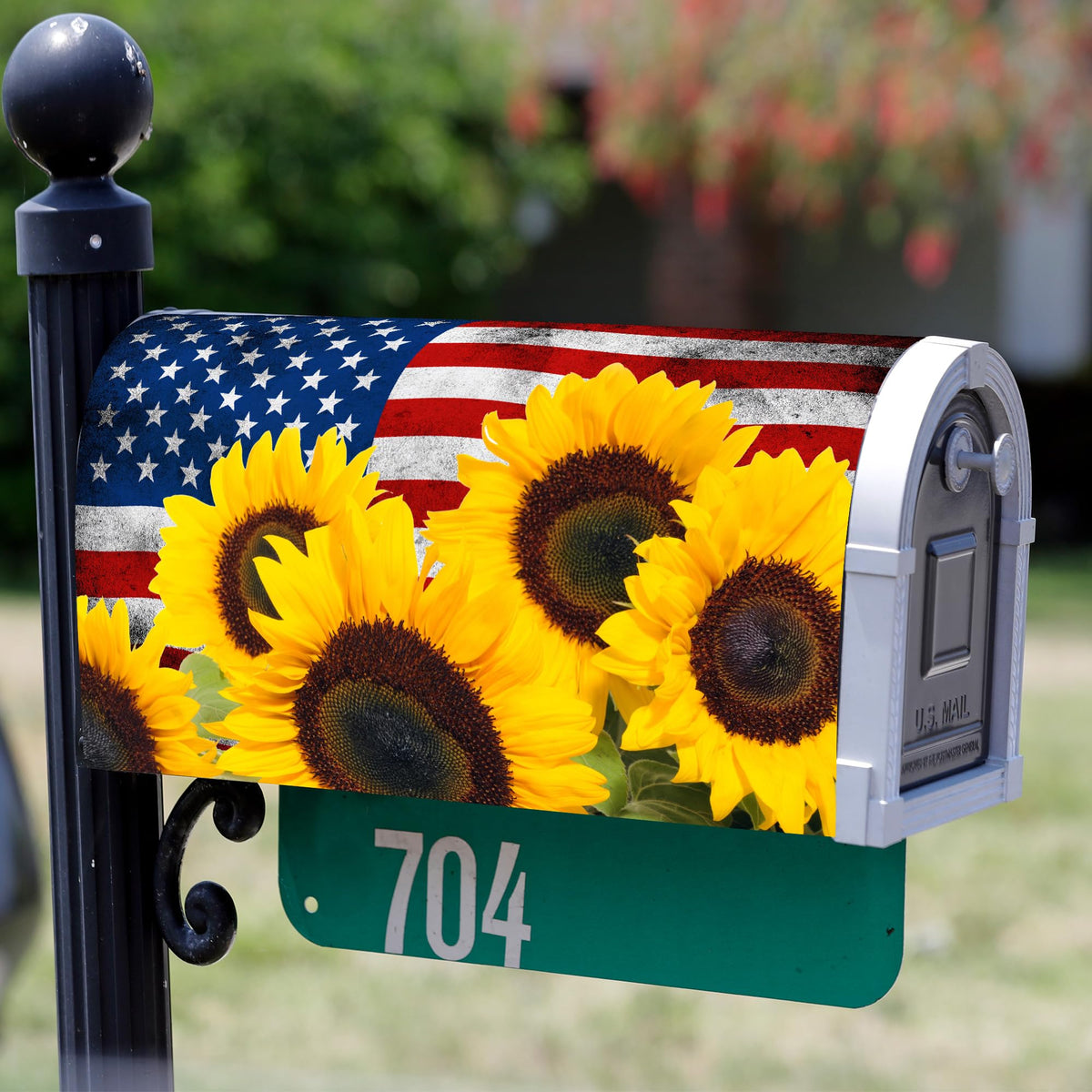Bawnhaw patriotic mailbox wrap enhances outdoor decor with quick magnetic attachment