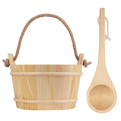 Bayisam sauna bucket with wooden finish for durable water storage.