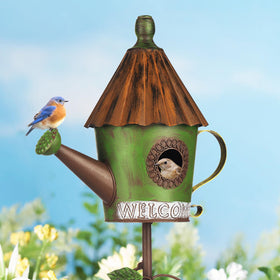 BAYN 57-inch garden bird feeder pole adds vertical interest and bird visibility.