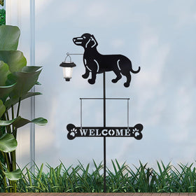 BAYN backyard garden dachshund welcome display dusk glow