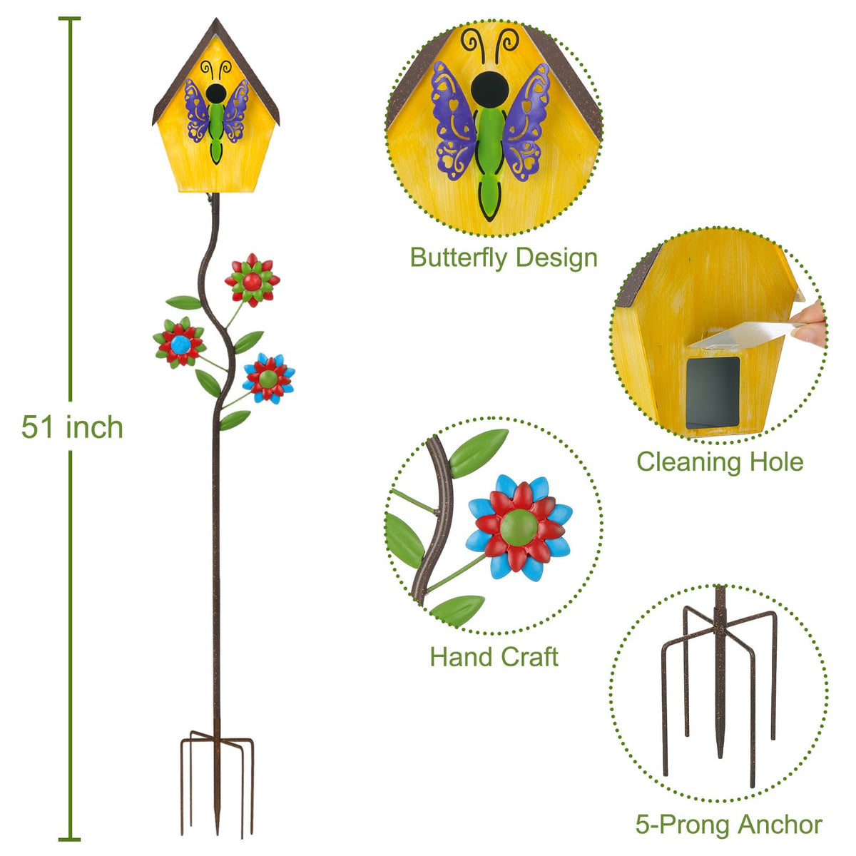 BAYN birdhouse featuring flowers and leaves detail adds charm to outdoor spaces.