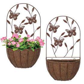BAYN butterfly wall planter frame with two butterflies in grass for decorative display.