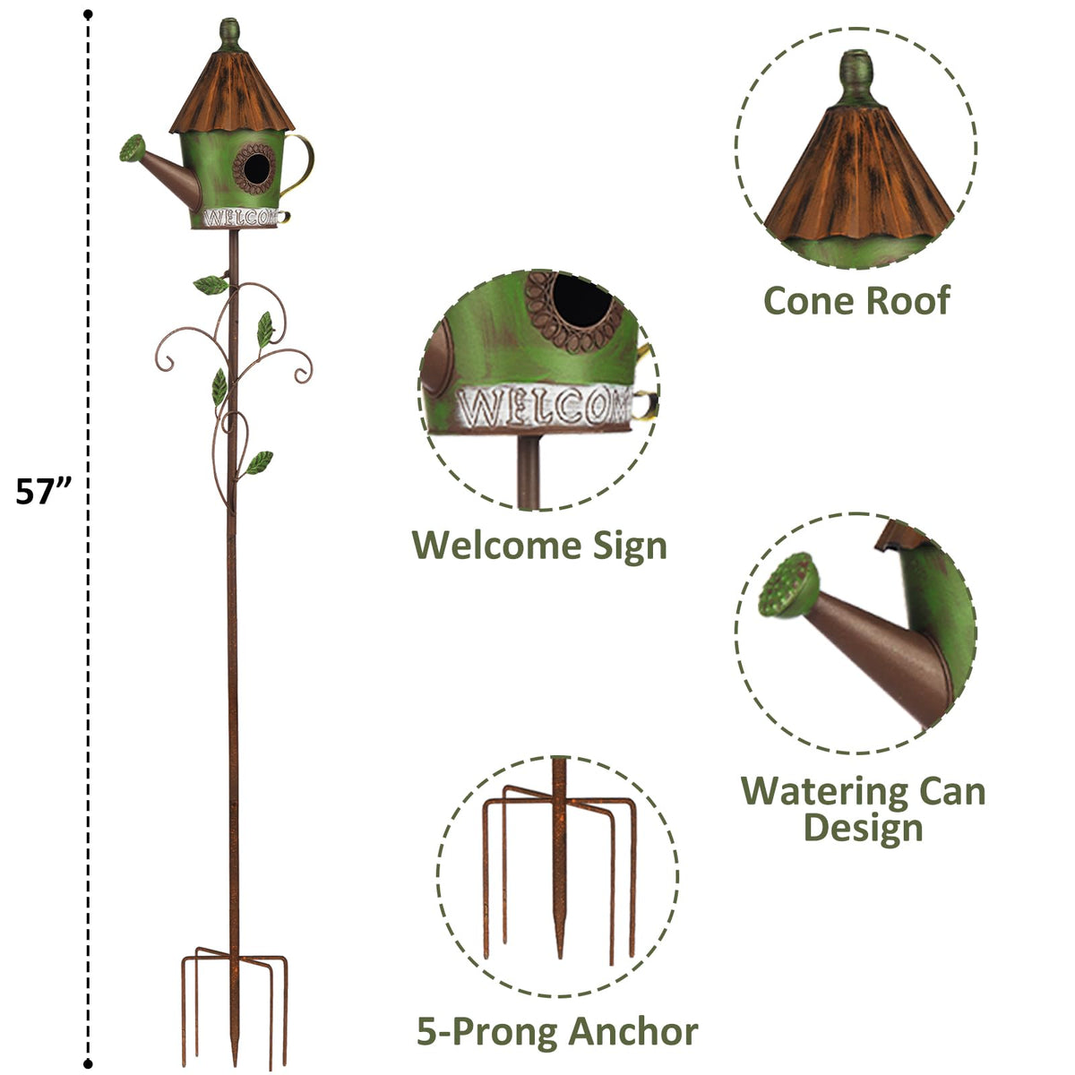 BAYN green watering can base anchors the design with playful motif.