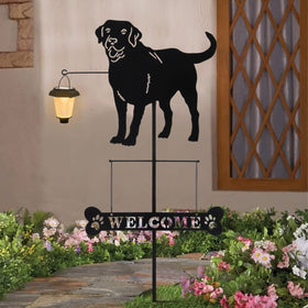 BAYN Labrador with lantern yard light illuminates pathways safely