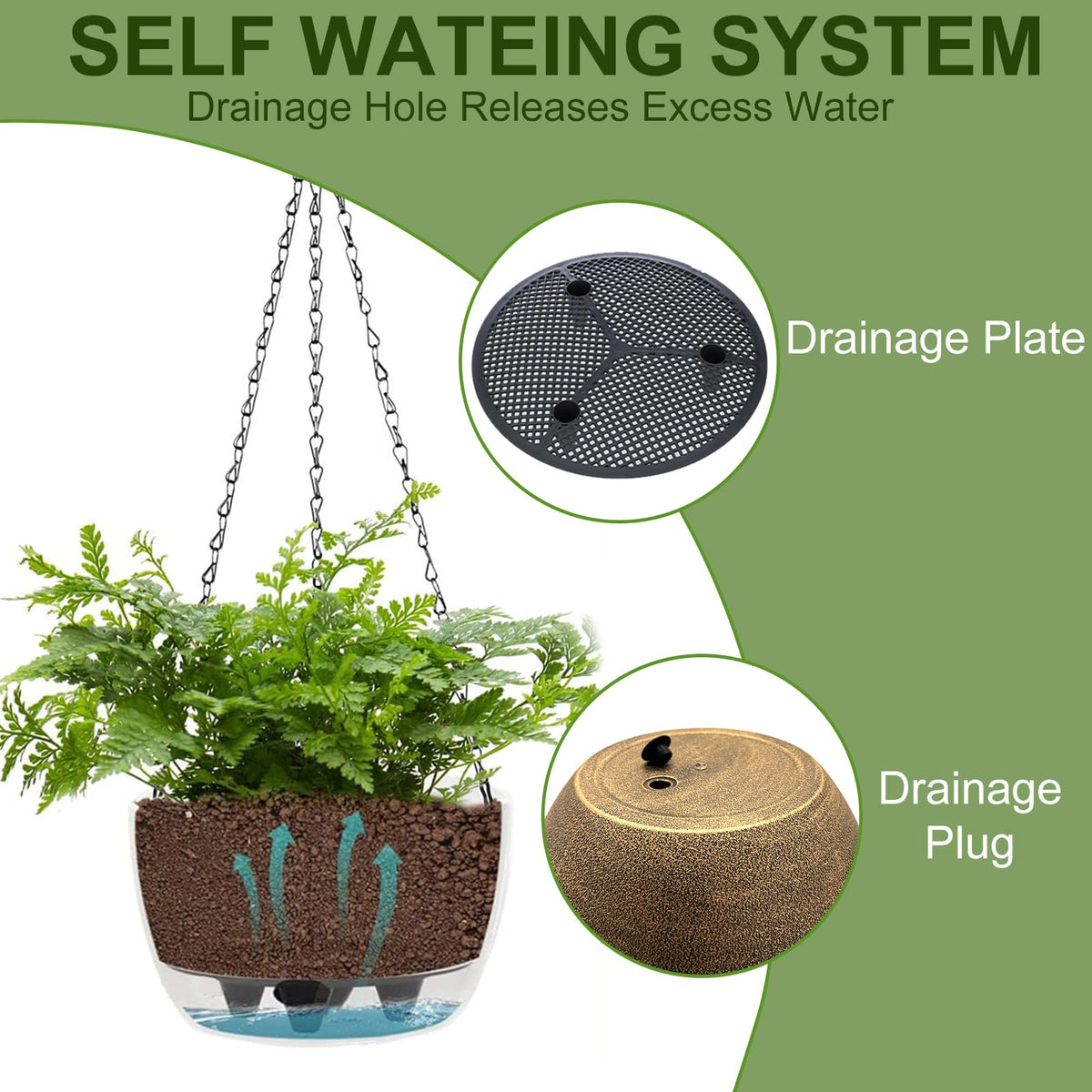 BAYN weather-resistant planter kit with chain hanger for outdoor use.