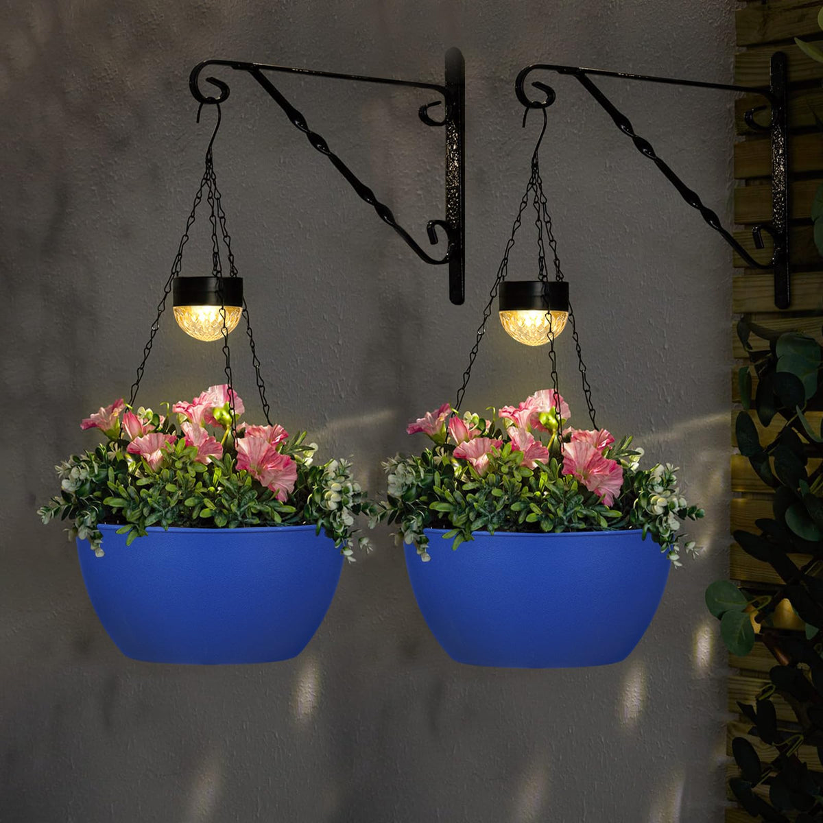 BAYN solar-powered LED light casts dusk glow on hanging basket